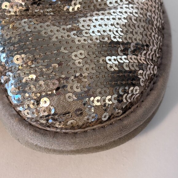 UGG Women’s Classic Short Sequin Boots Gray Silver US 5 Shearling Lined - Picture 5 of 14